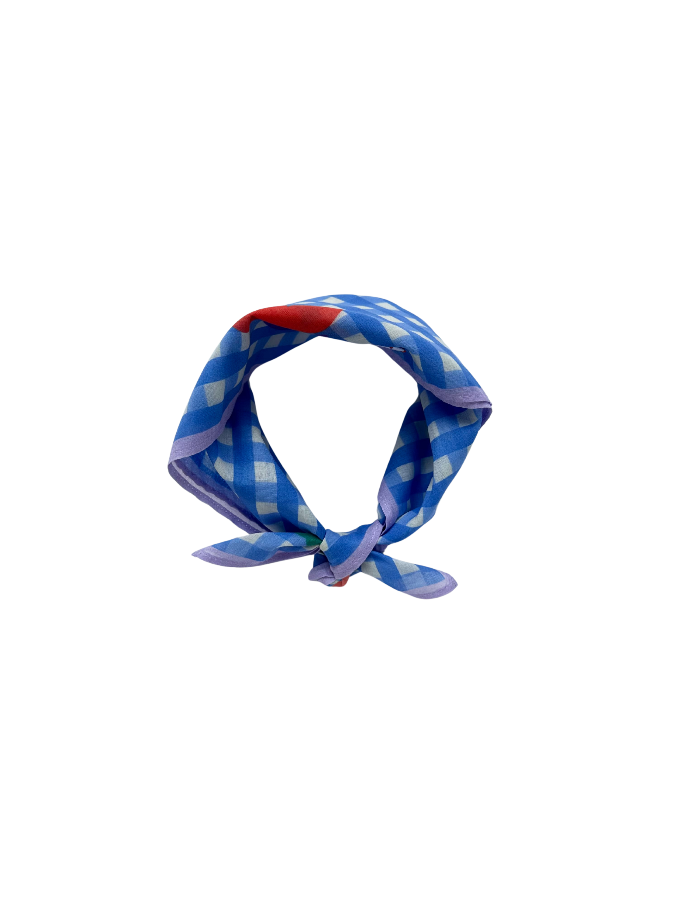 Kids Bandana - Squares & Flowers. blue