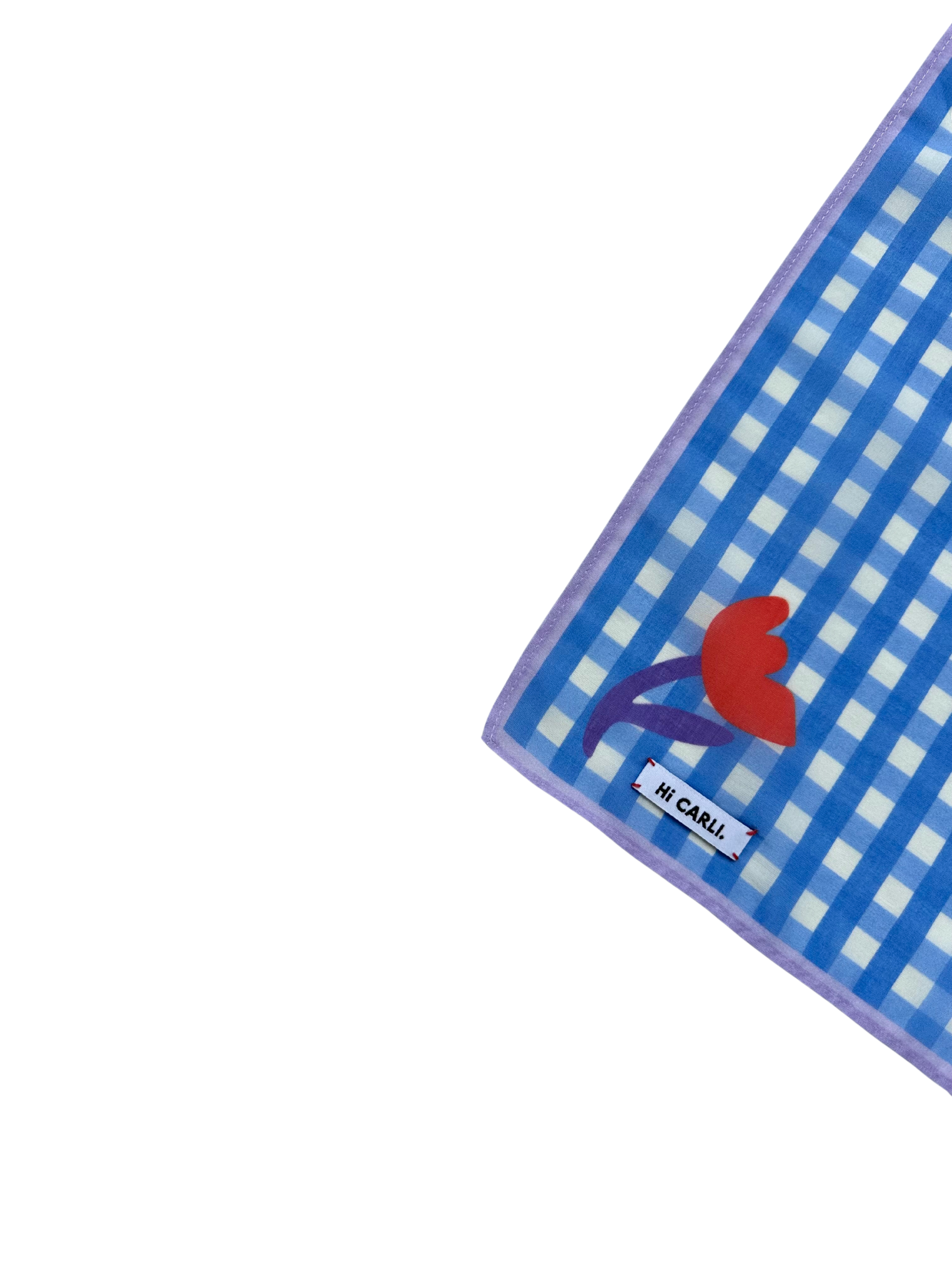 Kids Bandana - Squares & Flowers. blue